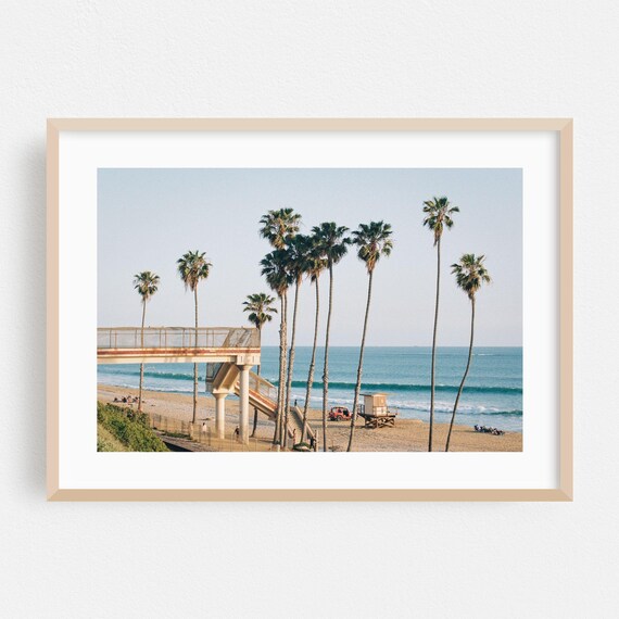 San Clemente Print Wall Art Beach Framed Palm Tree Home Decor Coast Poster Ocean Fine Surf Tropical Seascape