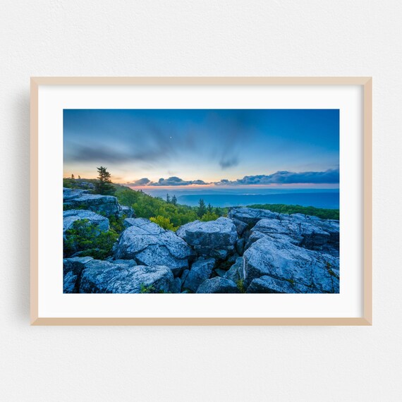 West Virginia Mountain Sunset Rocky Overlook Nature Photo Poster