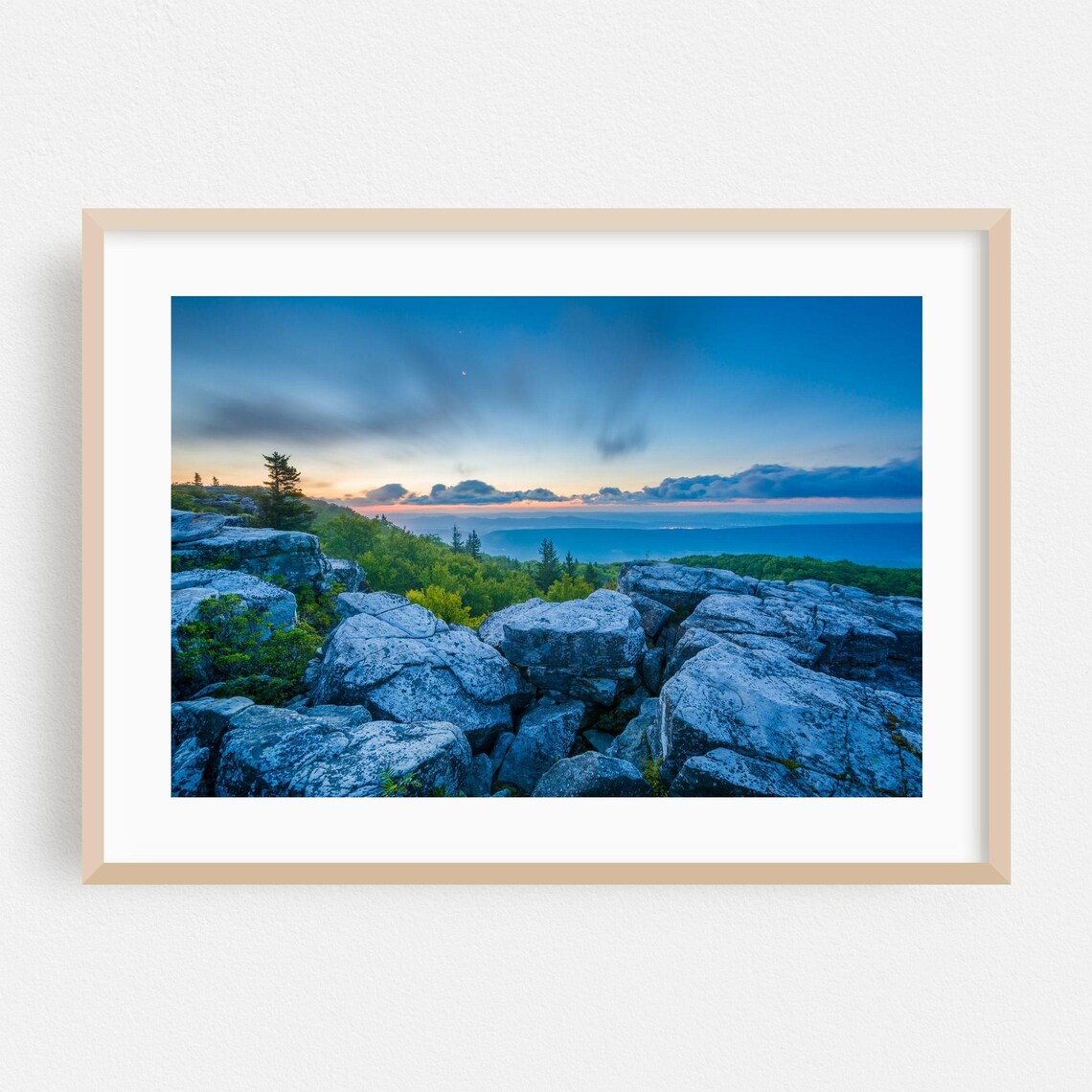 West Virginia Mountain Sunset Rocky Overlook Nature Photo Poster