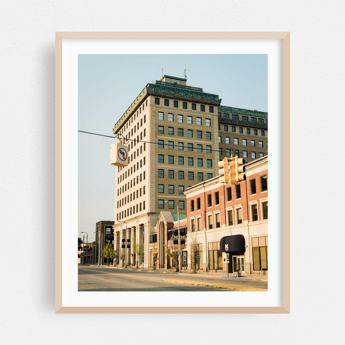 Flint Michigan Downtown Historic High Rise Corner Street Photo Poster
