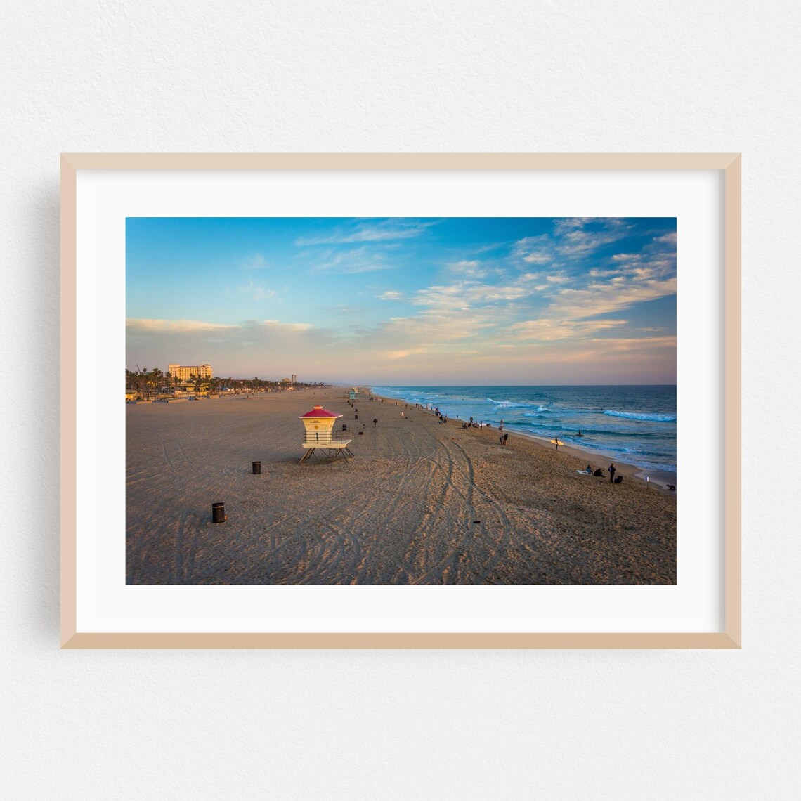 Lifeguard Tower on a Golden Beach at Sunset Coastal Photo Poster