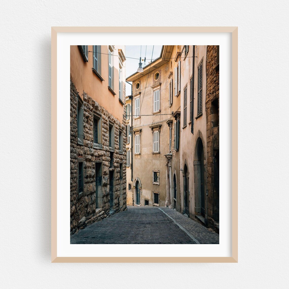 Bergamo Italy Old Stone Street Architecture Photography Poster
