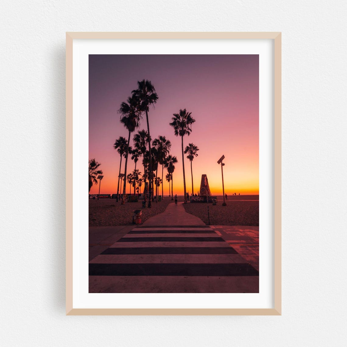 Venice Beach Palm Trees At Sunset Over Ocean Boardwalk Poster