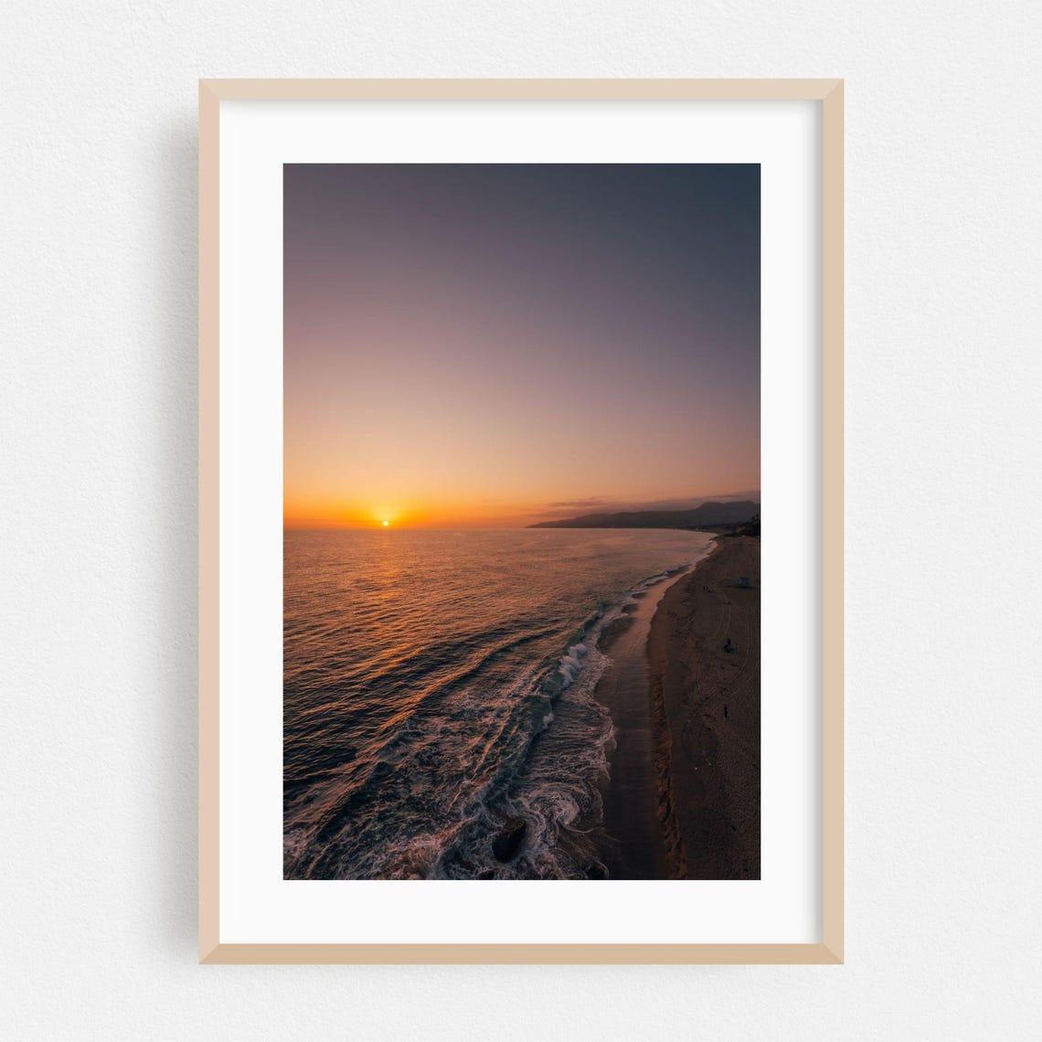 Los Angeles Beach Sunset Ocean Aerial Coastal Photography Poster