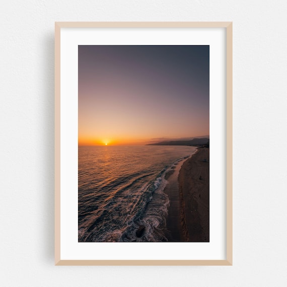 Los Angeles Beach Sunset Ocean Aerial Coastal Photography Poster