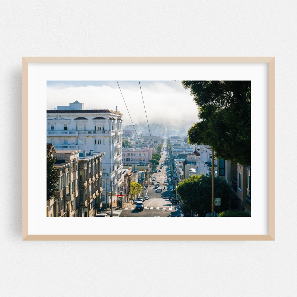 San Francisco Foggy Street View Cityscape Photography Art Poster