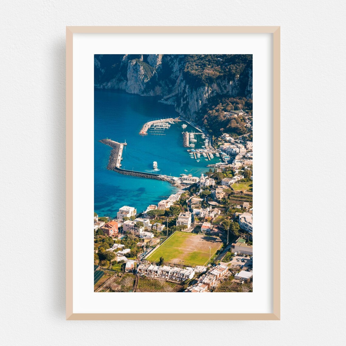 Capri Town Football Field Harbor Aerial Italy Seaside View Poster