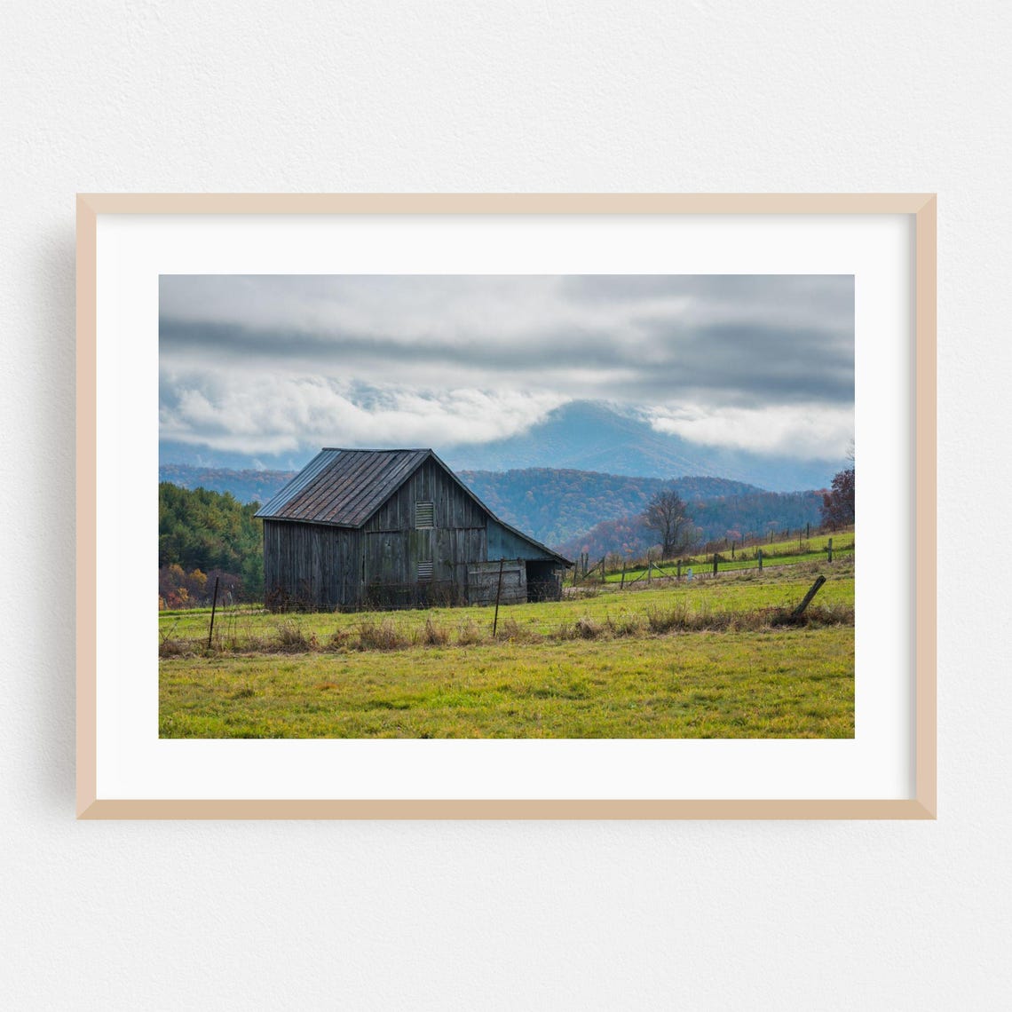 Weathered Virginia Barn Misty Autumn Hills Rustic Photo Poster