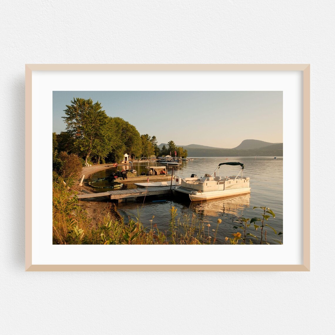 Westmore Vermont Marina Boats Golden Hour Lake Photography Poster