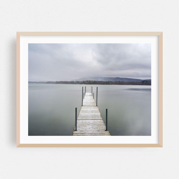 Lake Print Winter Wall Art Scenic Framed Nature Home Decor Water Poster Foggy Fine Photography The Squall