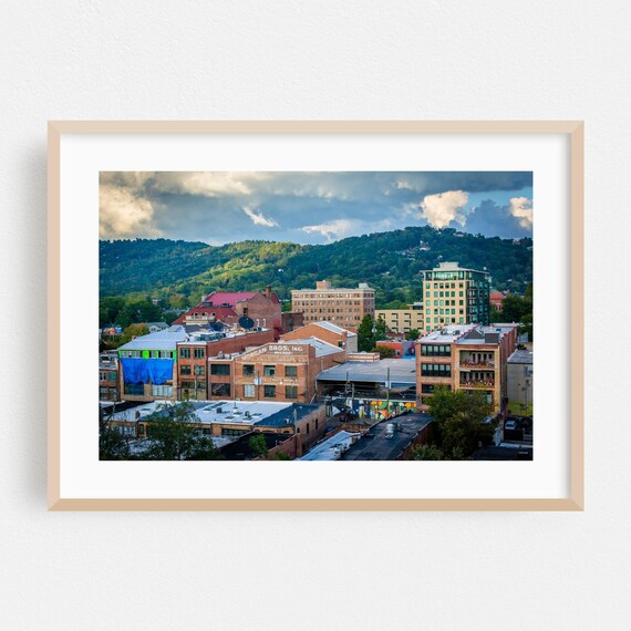 Asheville North Carolina Downtown Rooftops Blue Ridge Scenic Poster
