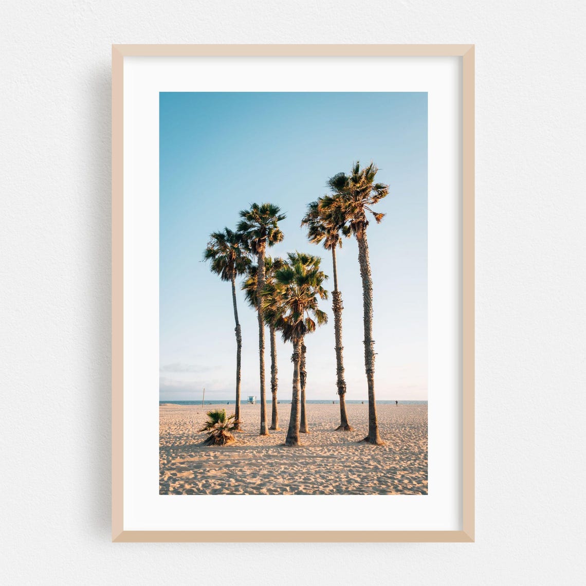 Santa Monica Palm Trees Beach Photo Golden Hour Sandy Shore Wall Art