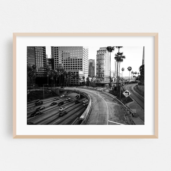 Black And White Los Angeles Freeway Street Photography Poster