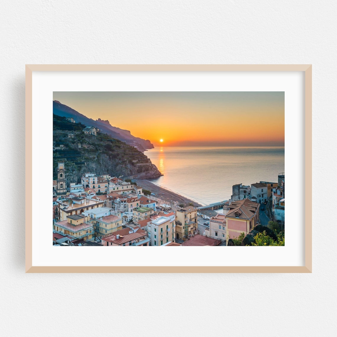 Minori Italy Sunset Amalfi Coast Village Beach Ocean View Poster