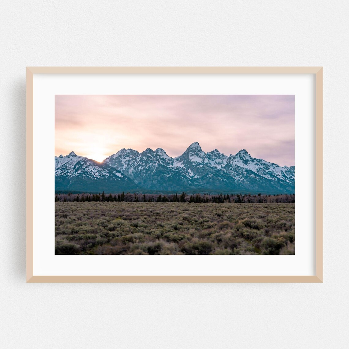 Wyoming Grand Teton Snowy Peaks Sunset Mountain Photography Print