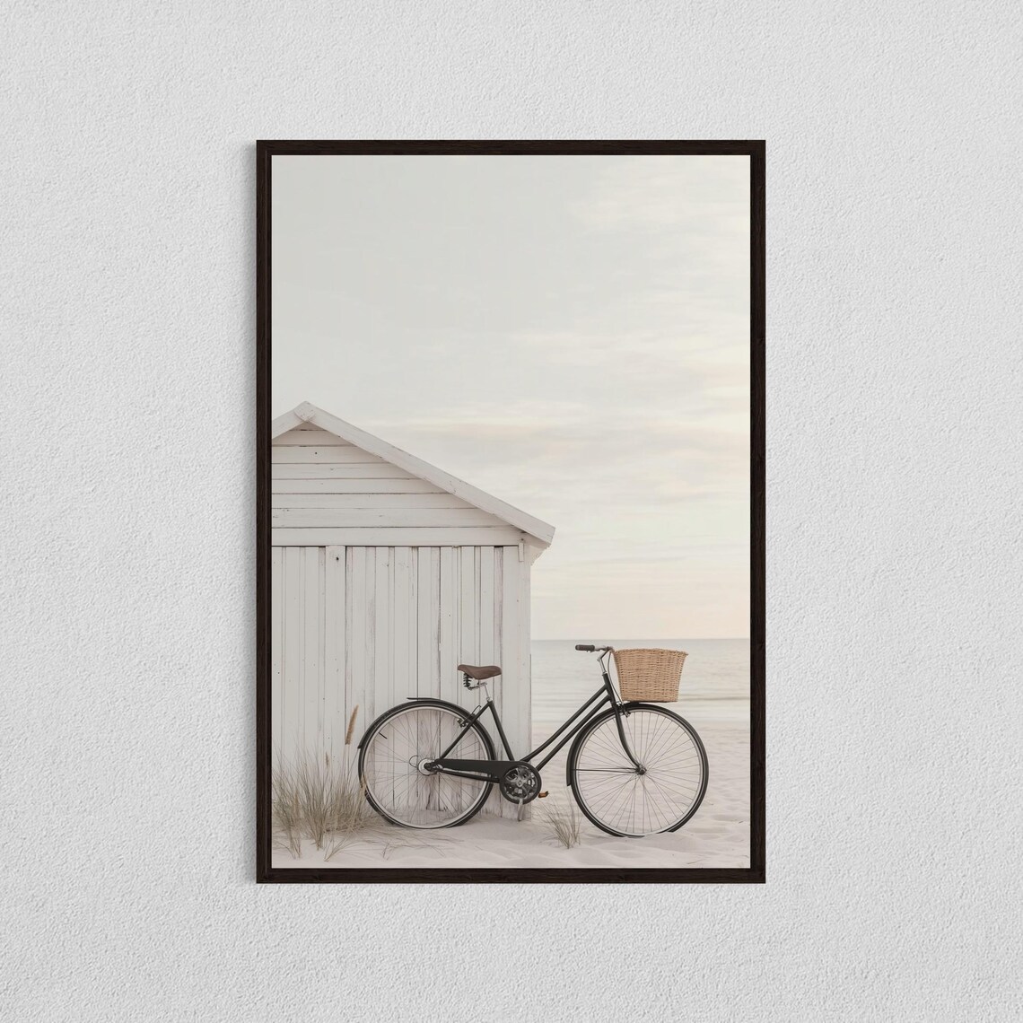Bicycle Beach Hut Coastal Minimalist Art Print