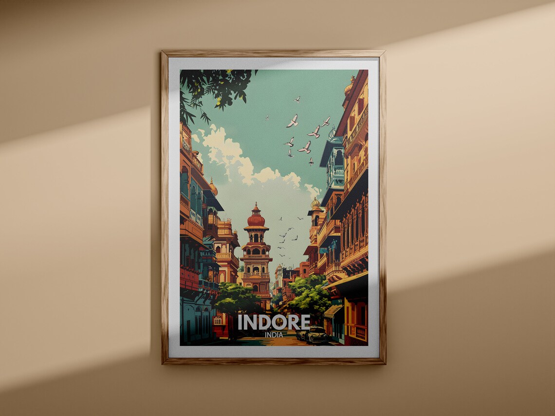Indore India Old City Street Heritage Travel Poster Art Decor - Image 3