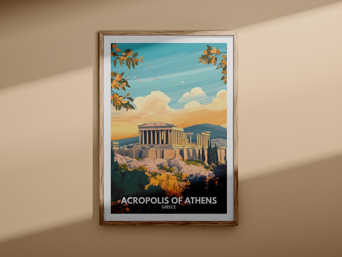 Acropolis Of Athens Print Acropolis Of Athens Travel Poster Greece Wall Art Print Greece Home Decor Travel Decor Unique City Poster - Image 3