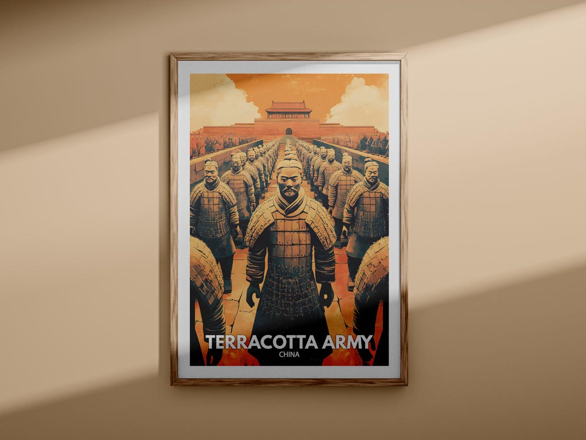 Terracotta Army China Ancient Warriors Gate Formation Travel Poster - Image 3