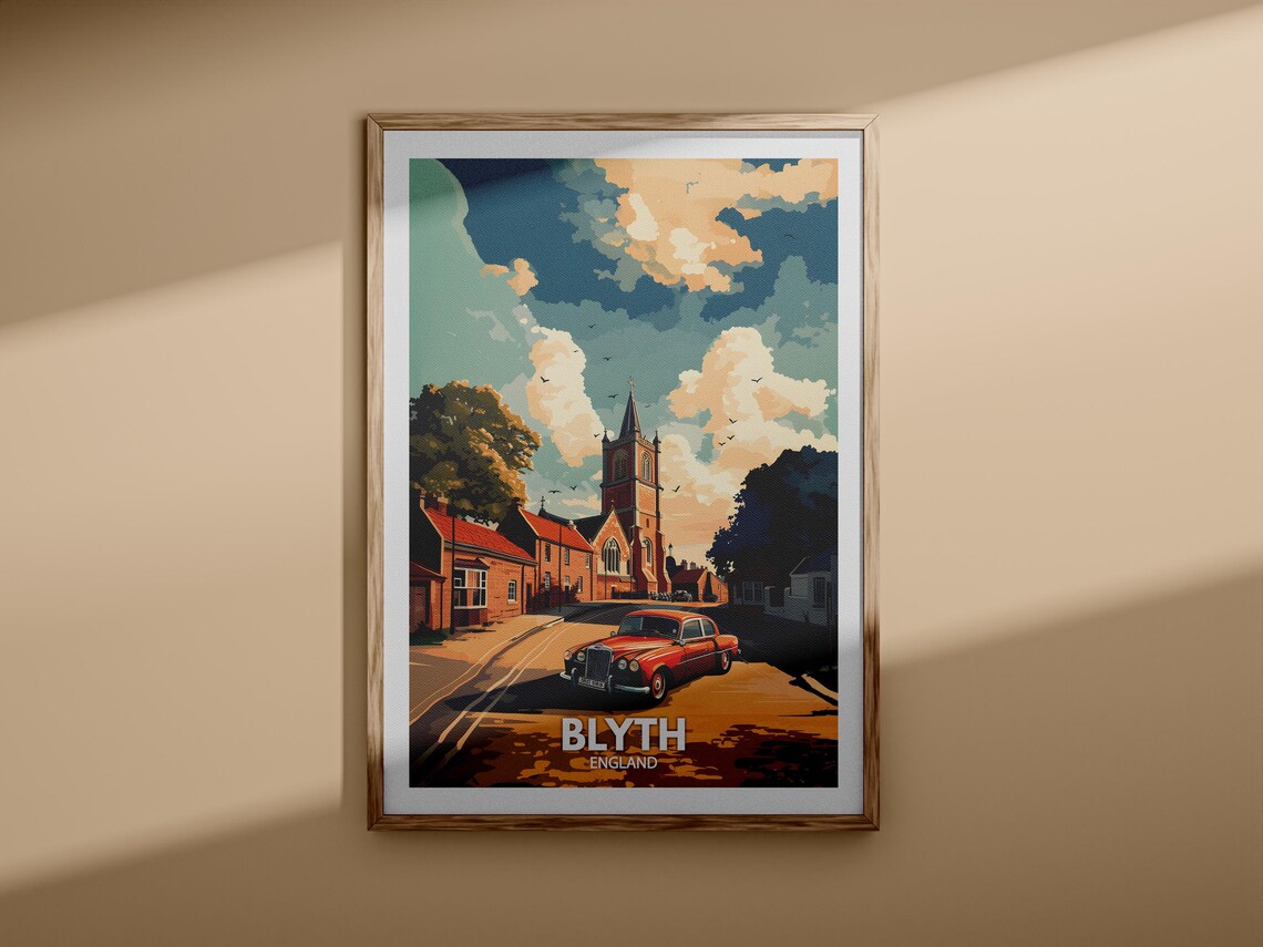 Blyth England Classic Car Church Street Retro Vintage Travel Poster - Image 3
