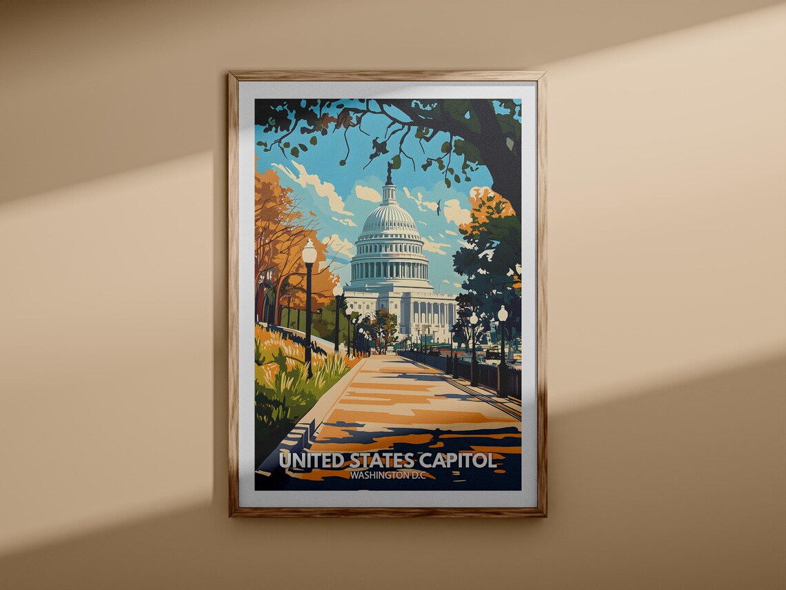 United States Capitol Grand Washington DC Dome Autumn Travel Poster - Image 3