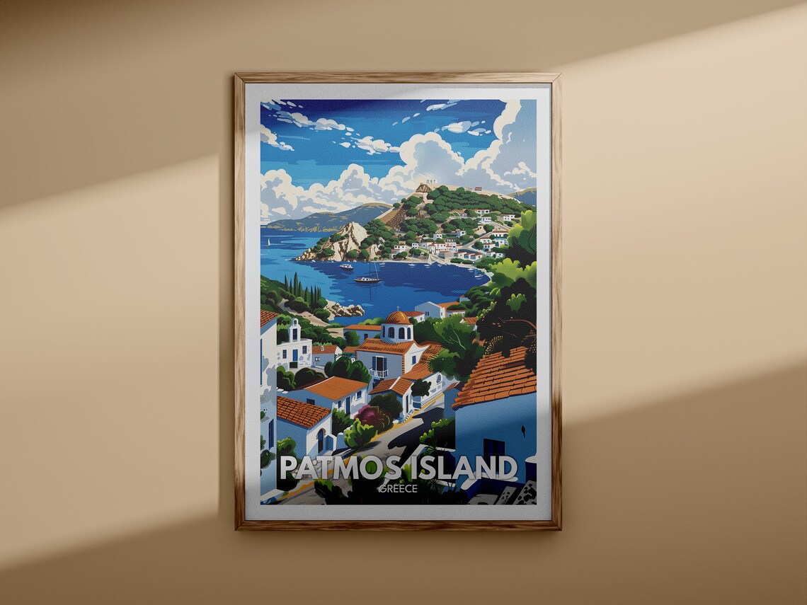 Patmos Island Print Patmos Island Travel Poster Greece Wall Art Print Greece Home Decor Travel Wall Art Poster Unique City Print - Image 3
