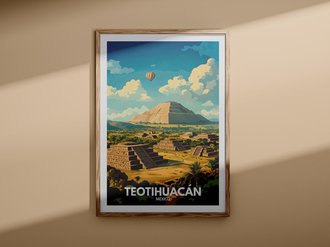 Teotihuacan Print Teotihuacan Travel Poster Mexico Wall Art Print Mexico Home Decor Travel Wall Art Decor Unique City Poster - Image 3