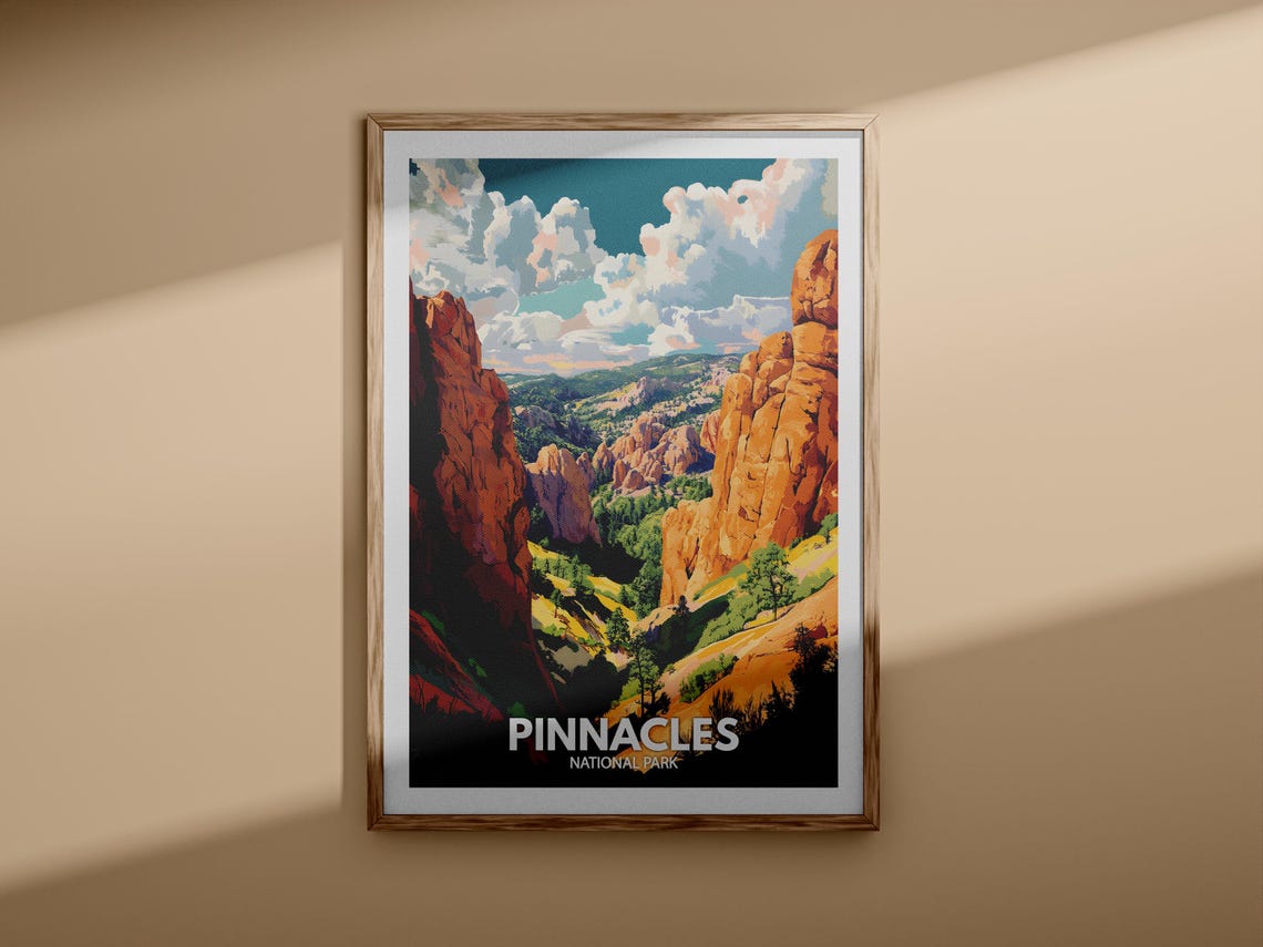 Pinnacles National Park Red Rock Canyon Vintage Travel Poster - Image 3