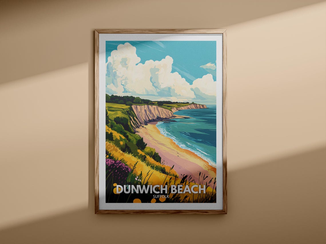 Dunwich Beach Suffolk Cliffs Shoreline Vintage Travel Poster - Image 3