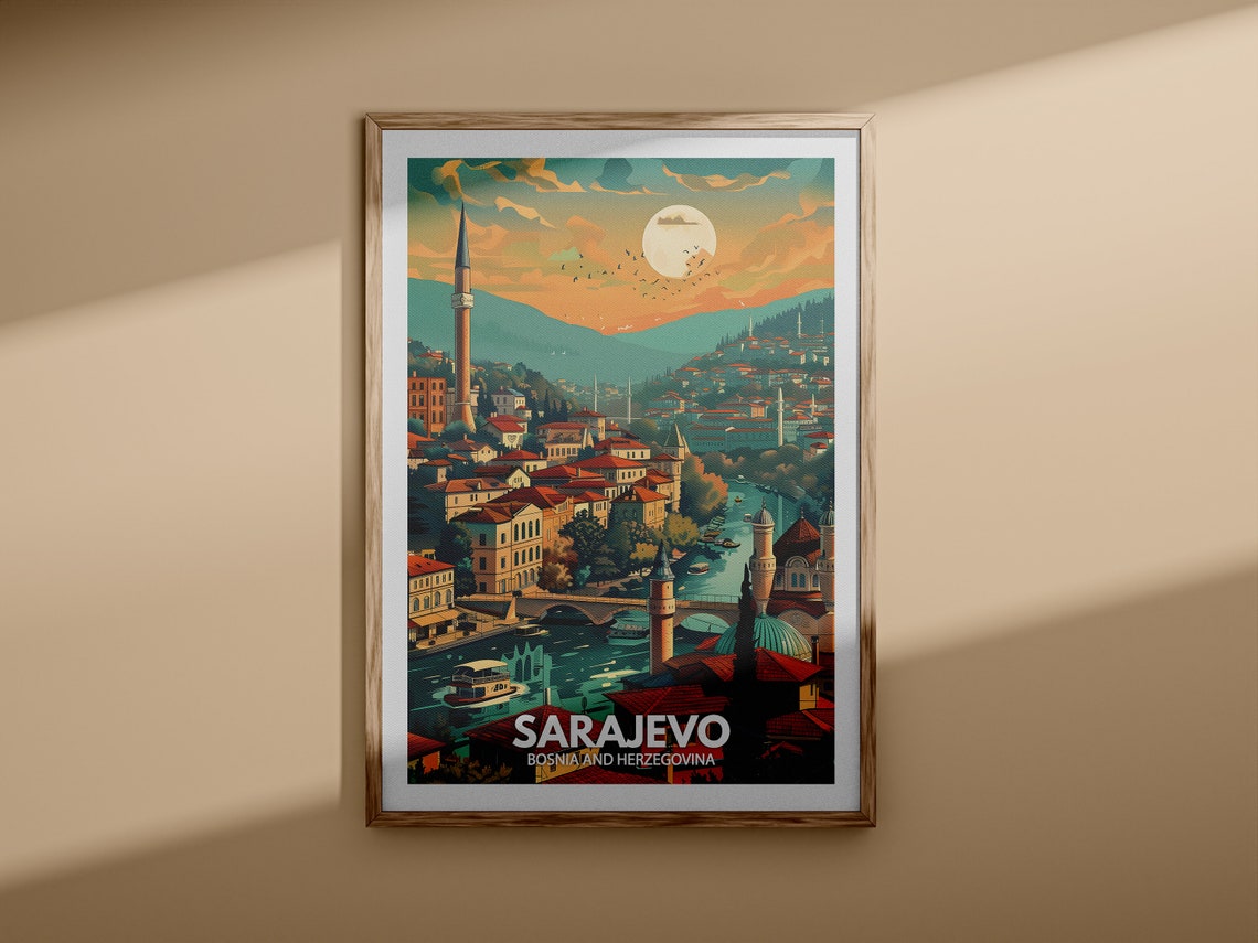 Sarajevo Print Sarajevo Travel Poster Bosnia And Herzegovina Wall Art Print Bosnia And Herzegovina Home Decor Travel Wall Art Decor - Image 3