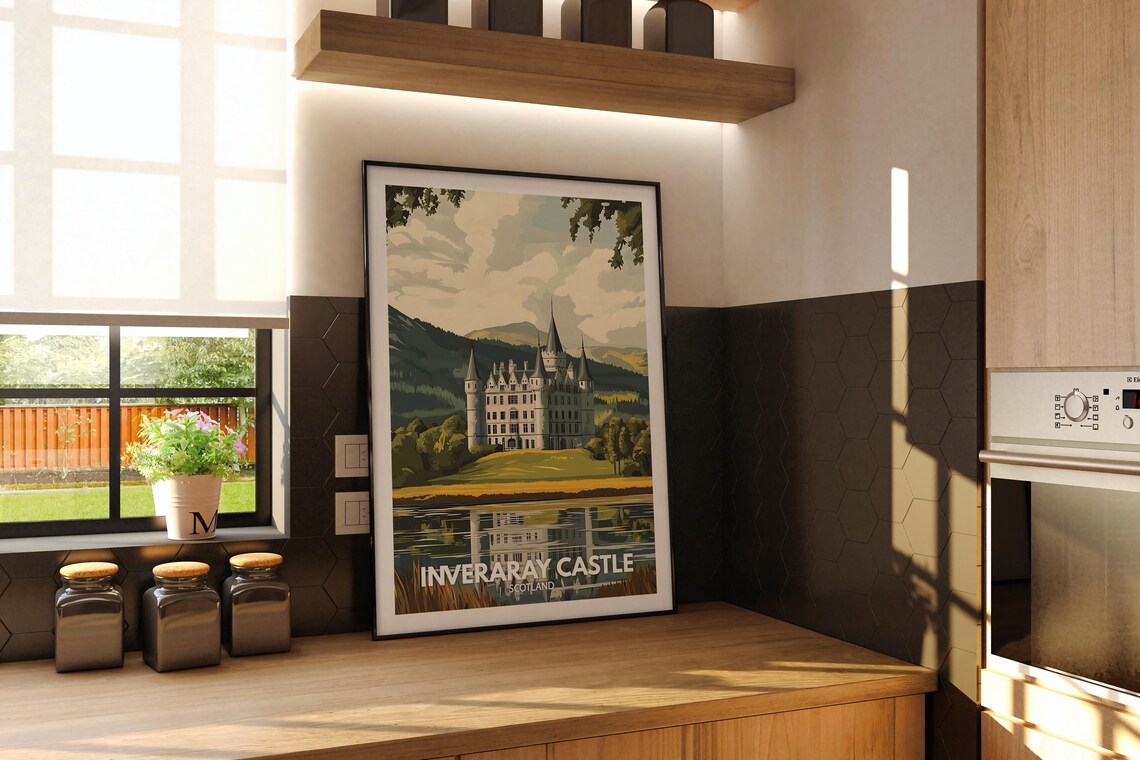 Inveraray Castle Print Inveraray Castle Travel Poster Scotland Wall Art Print Scotland Home Decor Travel Decor Unique City Poster - Image 2