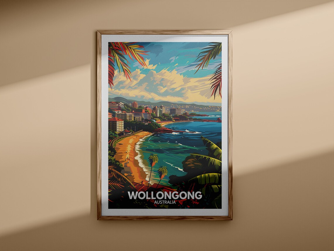Wollongong Australia Beach Coast Panorama Tropical Travel Poster - Image 3