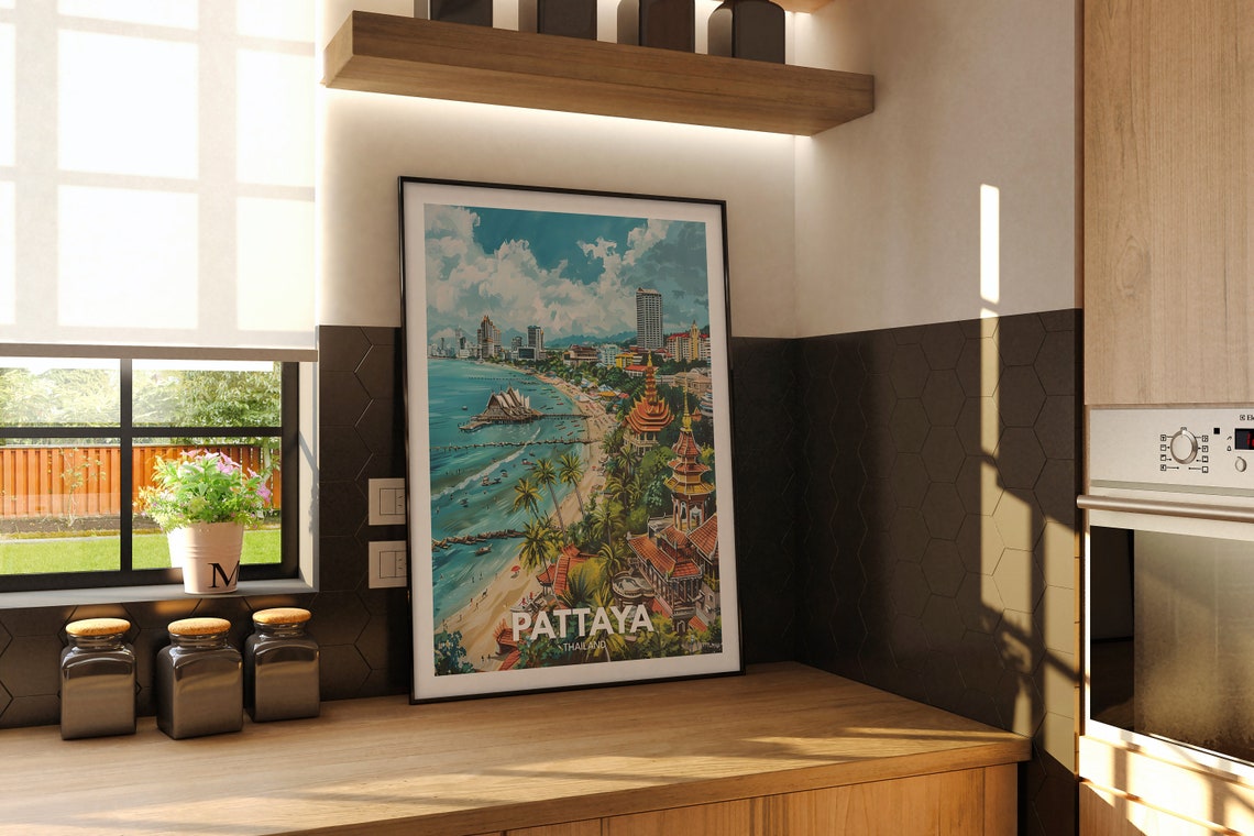 Pattaya Print Pattaya Travel Poster Thailand Wall Art Print Thailand Home Decor Travel Wall Art Poster Unique City Print - Image 2
