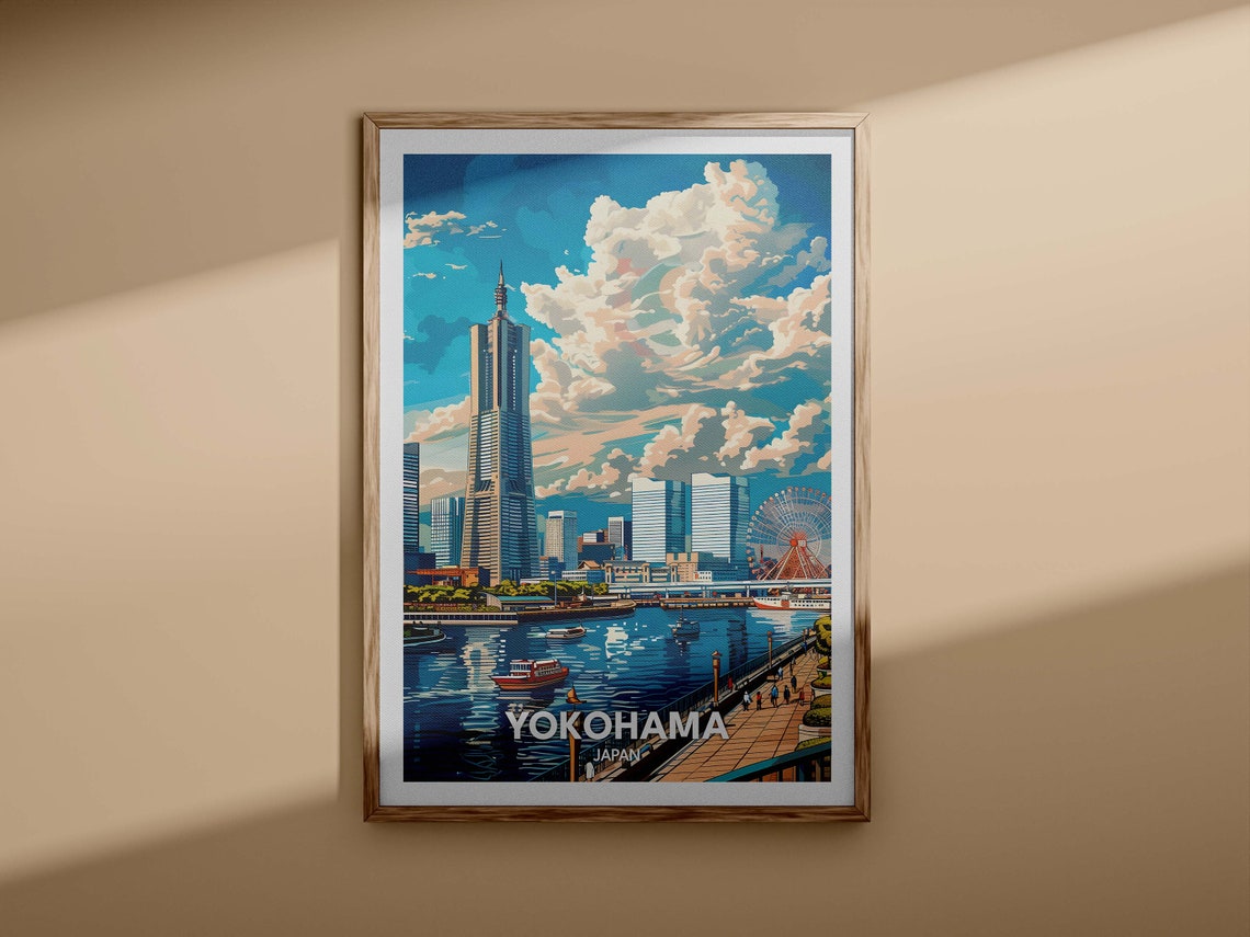 Yokohama Print Yokohama Travel Poster Japan Wall Art Print Japan Home Decor Travel Wall Art Poster Unique City Print - Image 3
