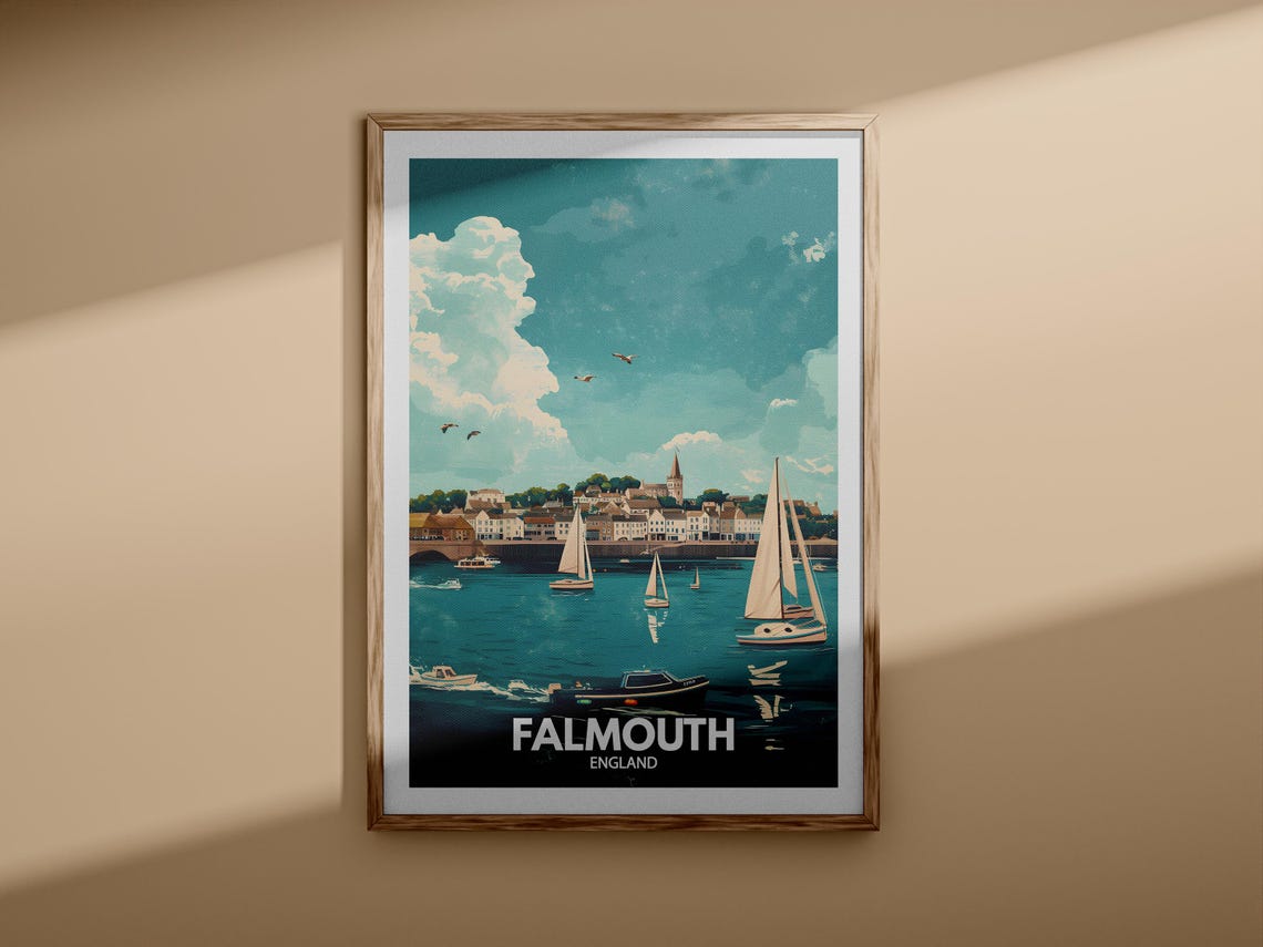 Falmouth Art Print Falmouth Travel Poster England Wall Art Print England Home Decor Travel Wall Art Decor Unique City Poster - Image 3