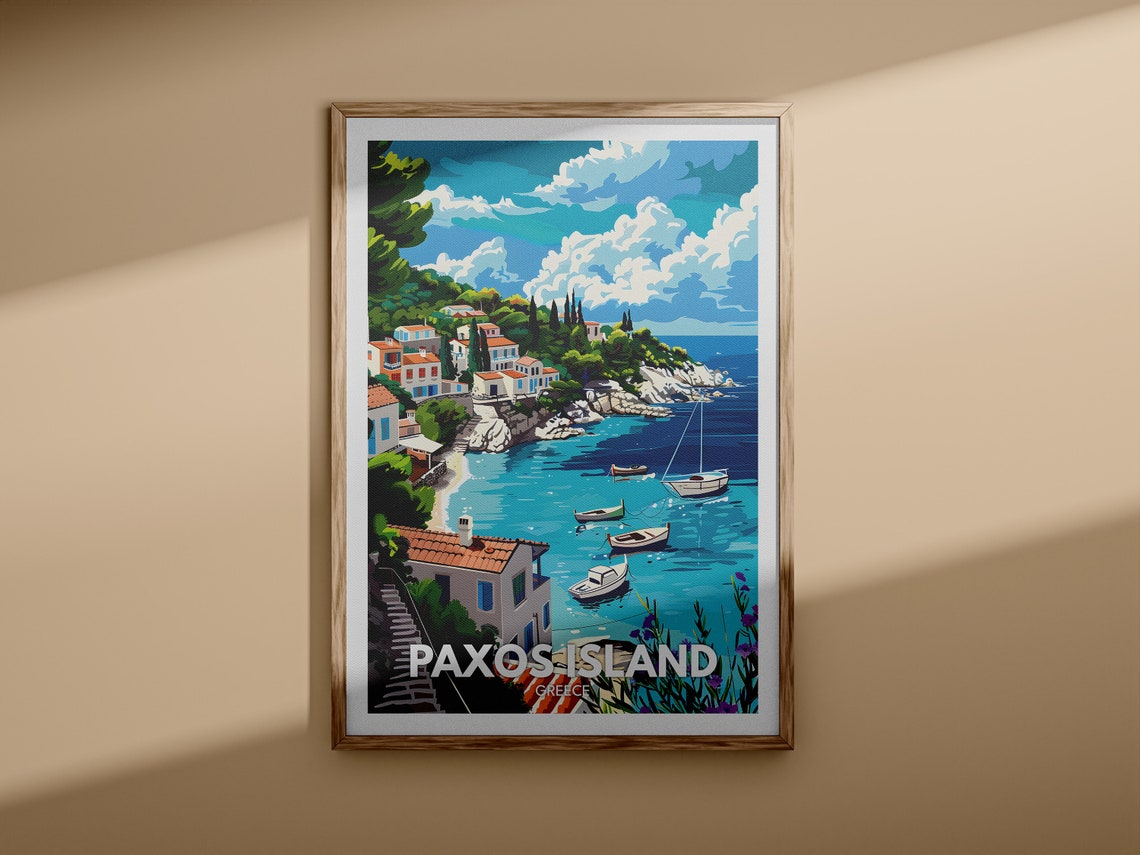 Paxos Island Print Paxos Island Travel Poster Greece Wall Art Print Greece Home Decor Travel Wall Art Poster Unique City Print - Image 3