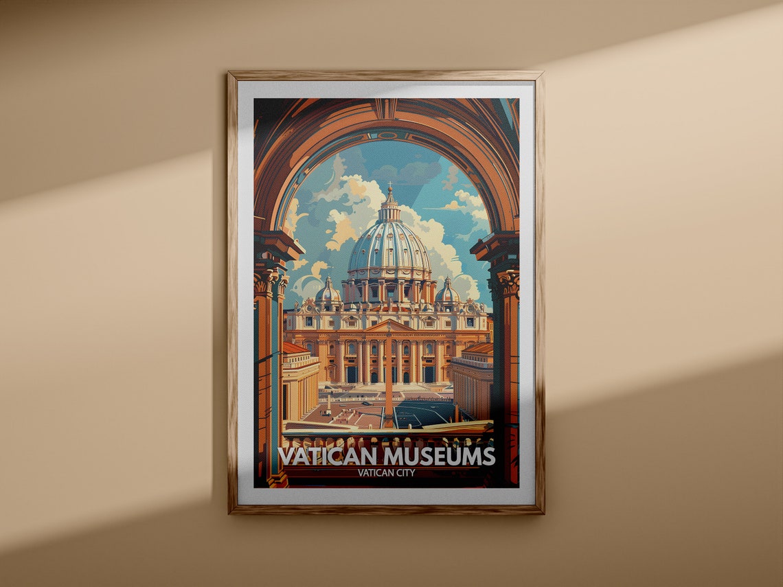 Vatican Museums Vatican City St Peters Basilica Travel Poster - Image 3