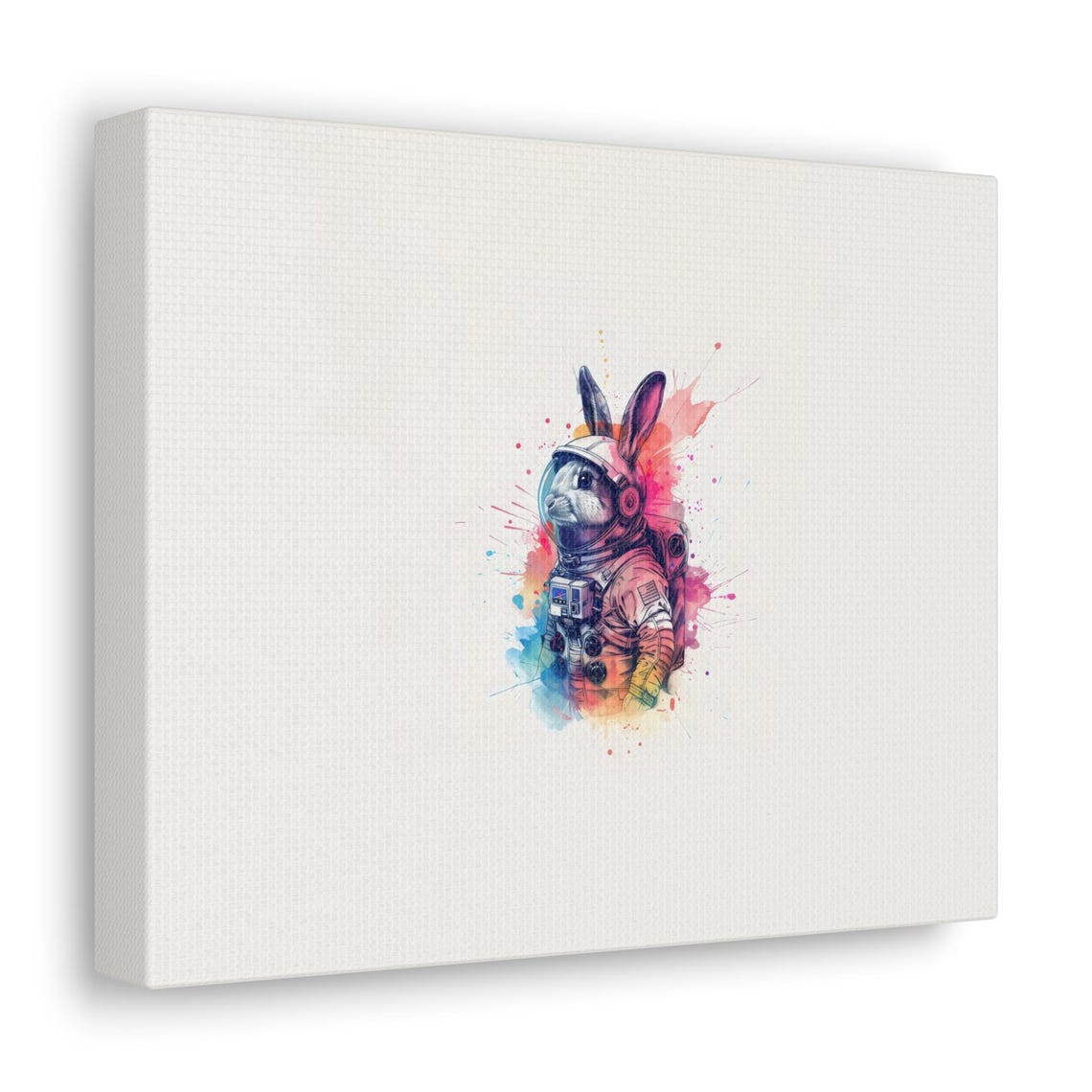 White Rabbit Astronaut Watercolor Helmet Ears Animal Art Poster - Image 3