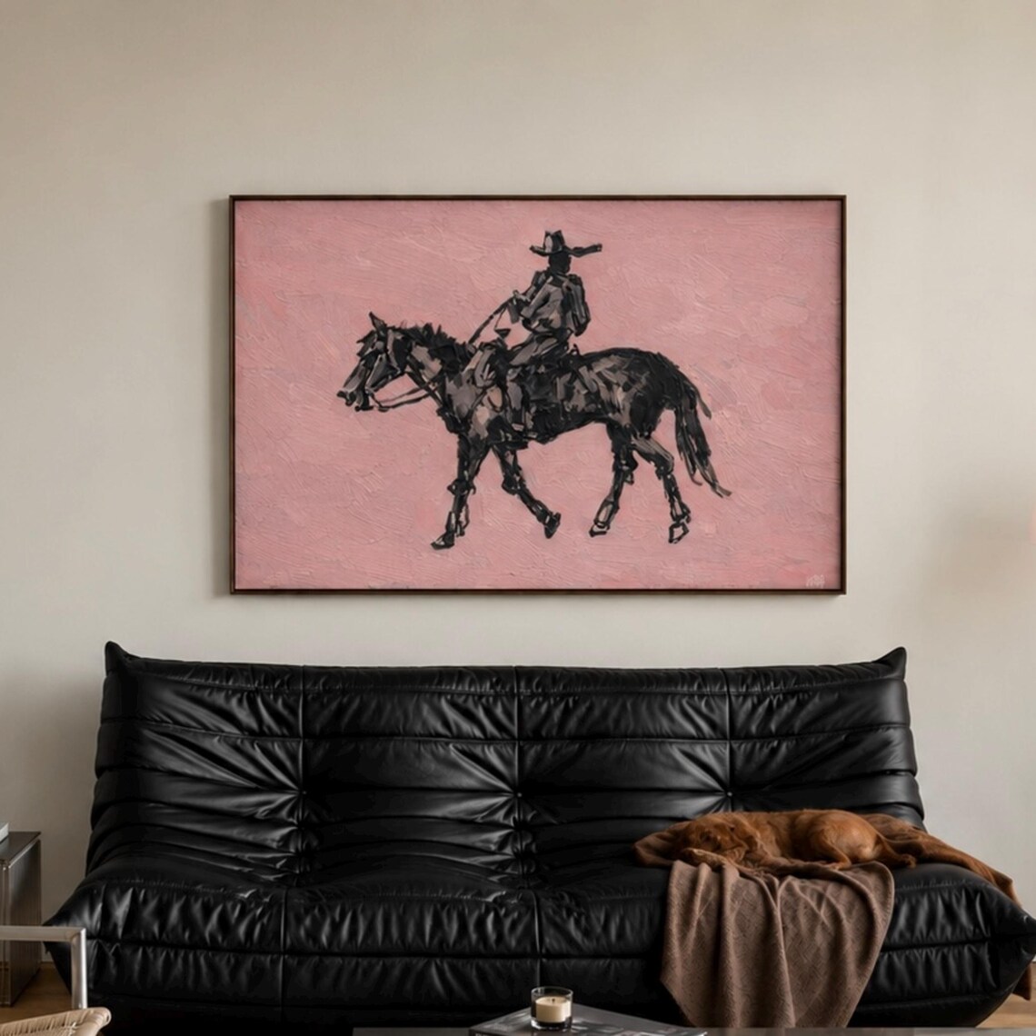 Minimal Abstract Horse Rider Art Print, Modern Western