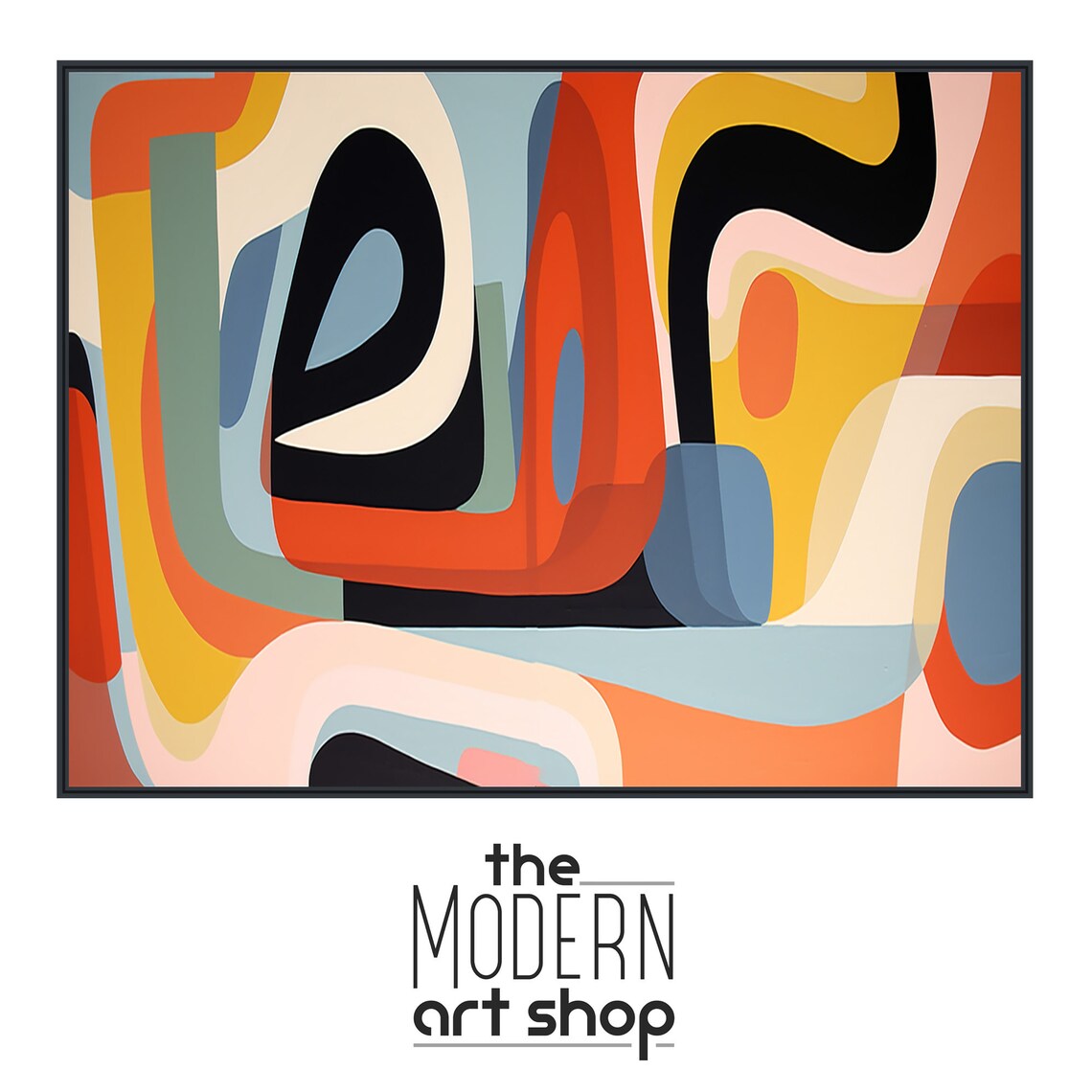 Mid Century Modern Geometric Abstract Retro Poster - Image 4