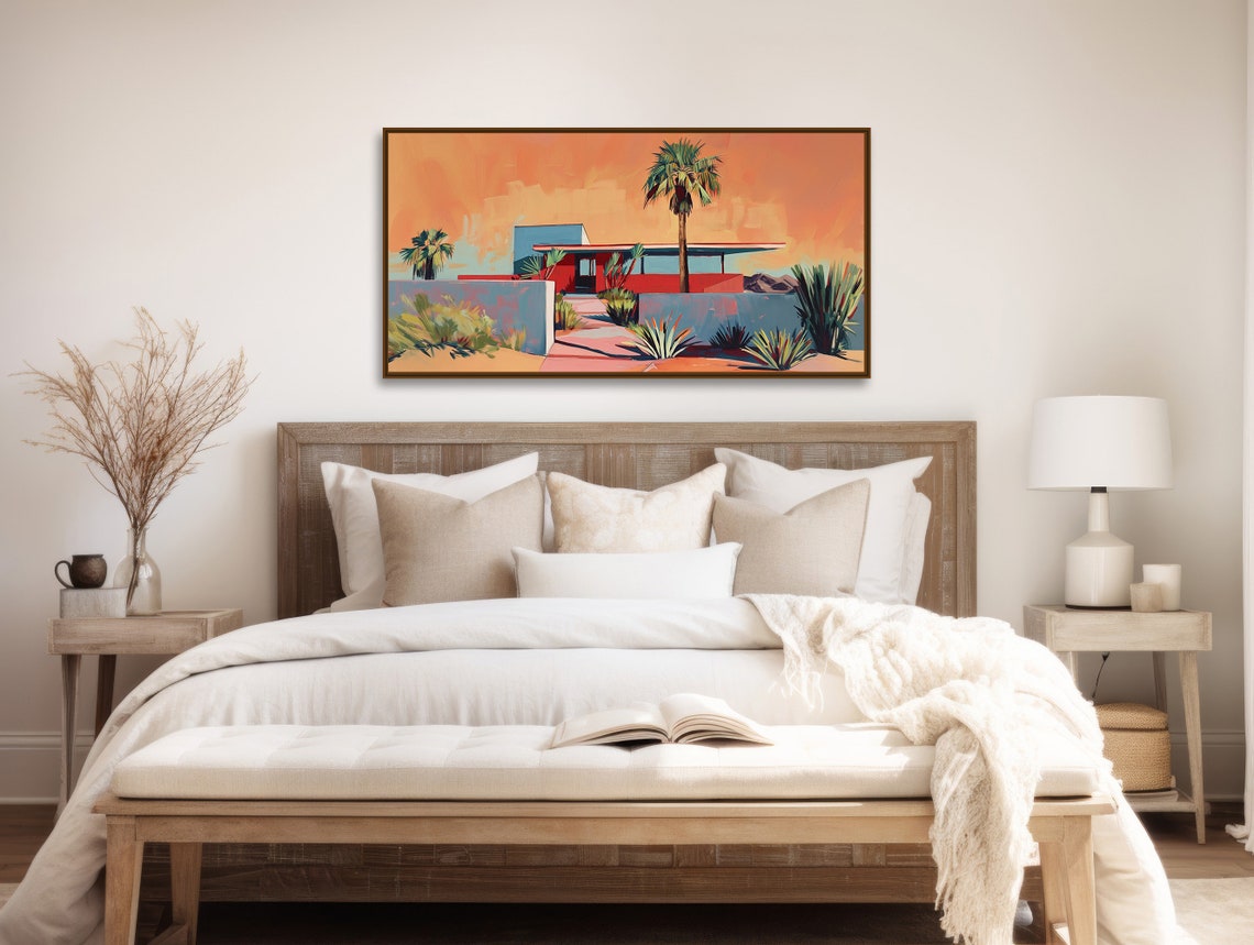 Mid Century Architecture Art Palm Springs Retro Painting Gicle Print Or Framed Mid Century Modern Wall Art Ruby Retreat - Image 2