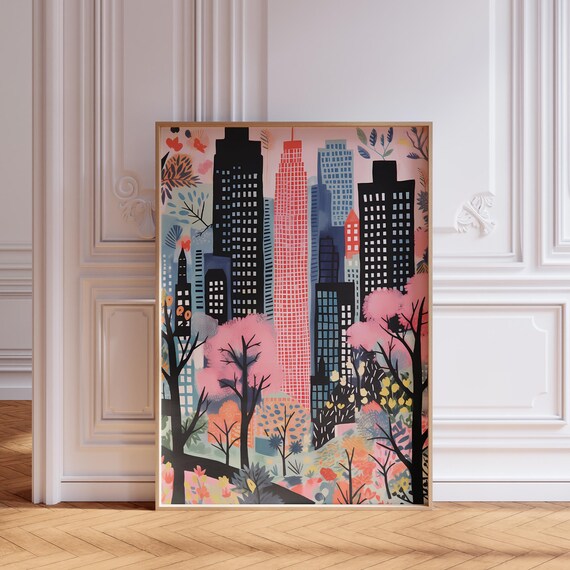 New York Cityscape Art Print, Eclectic Home Decor