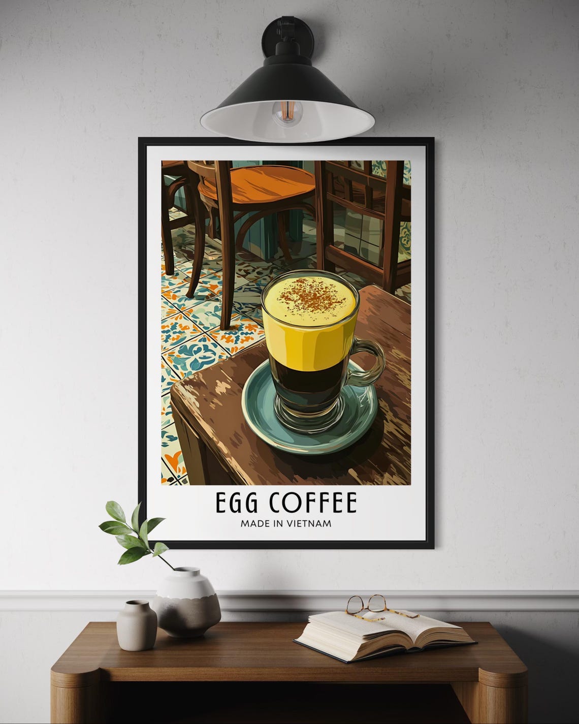 Creamy Egg Coffee Made in Vietnam Hanoi Old Cafe Scene Art Poster