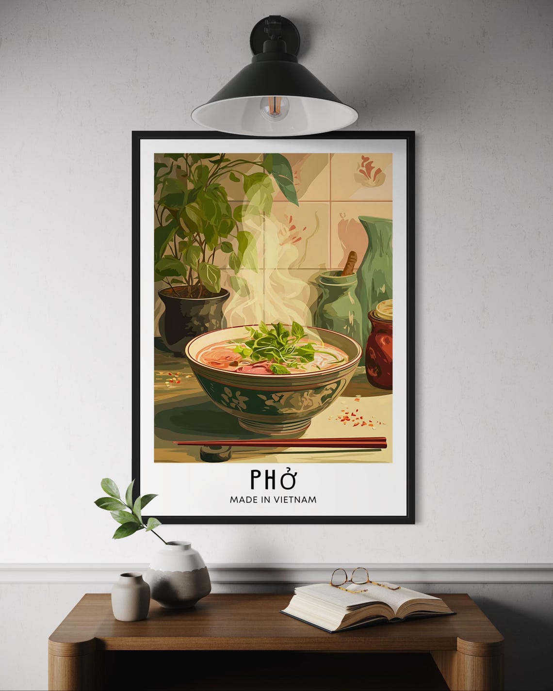 Pho Made in Vietnam Steaming Noodle Soup Kitchen Vintage Food Poster