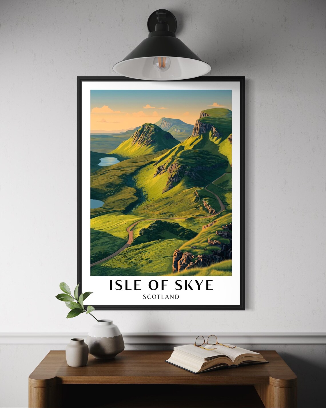Isle of Skye Scotland Green Highlands Golden Sunset Travel Poster