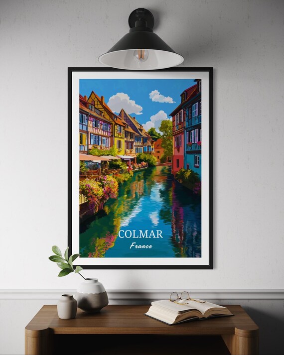 Colmar France Alsace Canal Colorful Village Bold Travel Poster Art