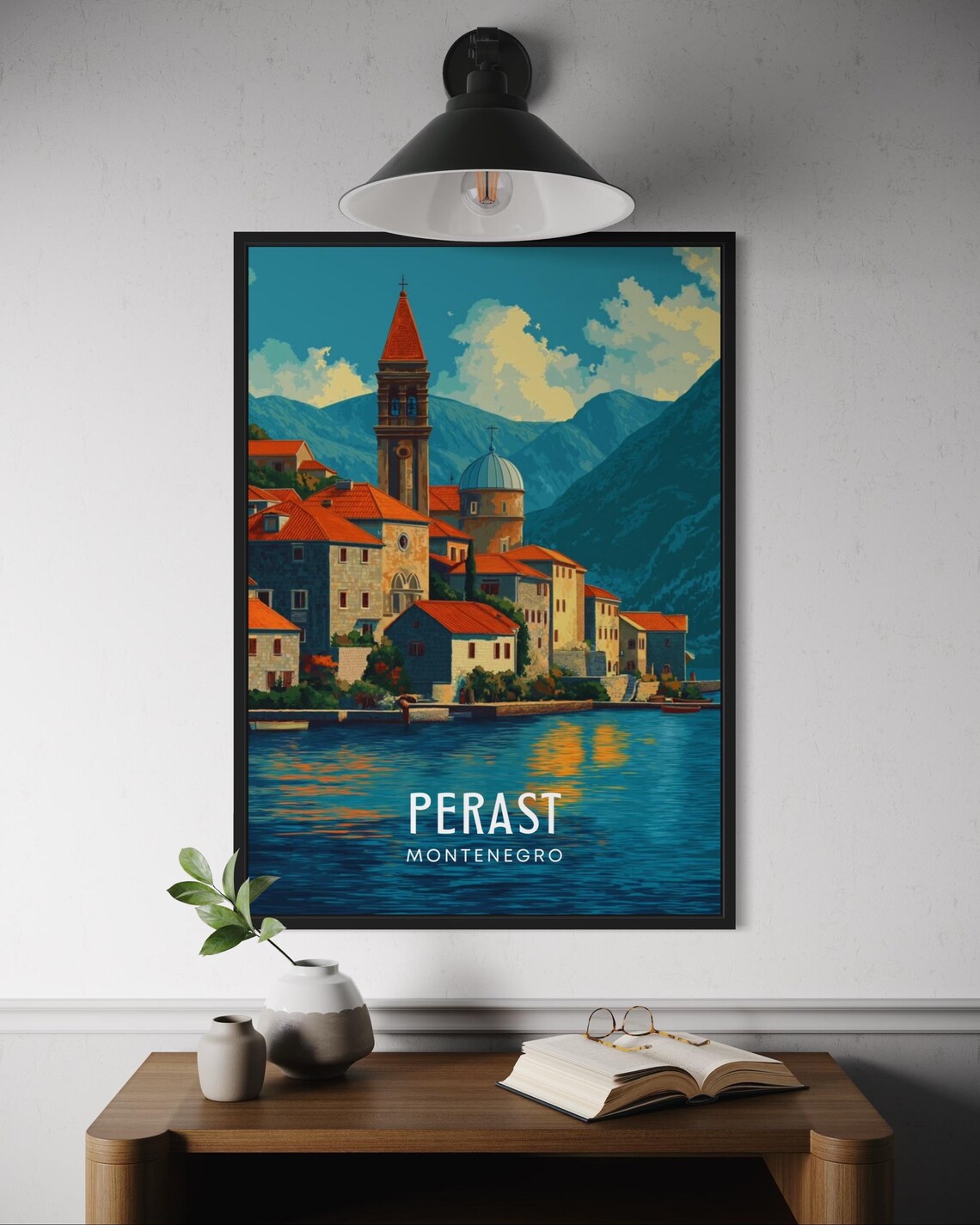 Perast Montenegro Travel Poster, Historic Waterfront
