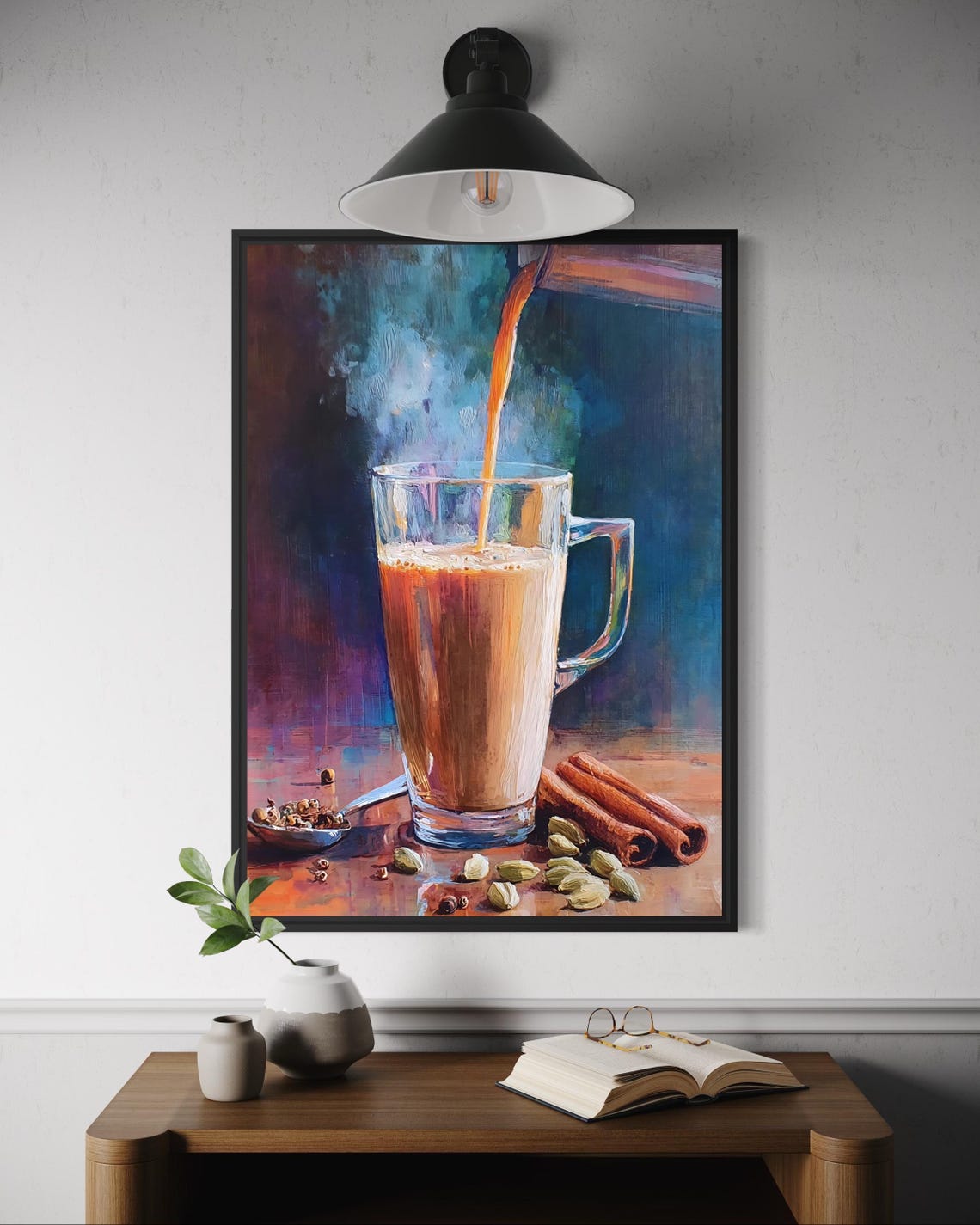 Masala Chai Poster Tea Wall Art Painterly Food Illustration Print Kitchen Decor Spiced Cultural Artwork