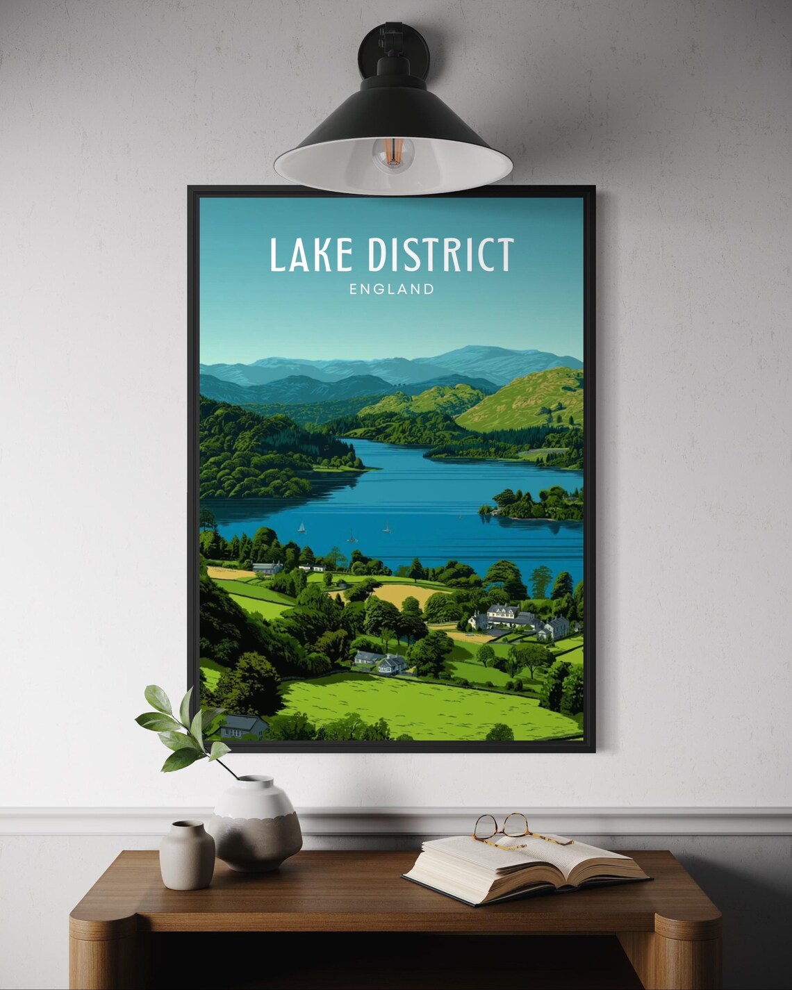 Lake Windermere Travel Poster, Cumbria Landscape