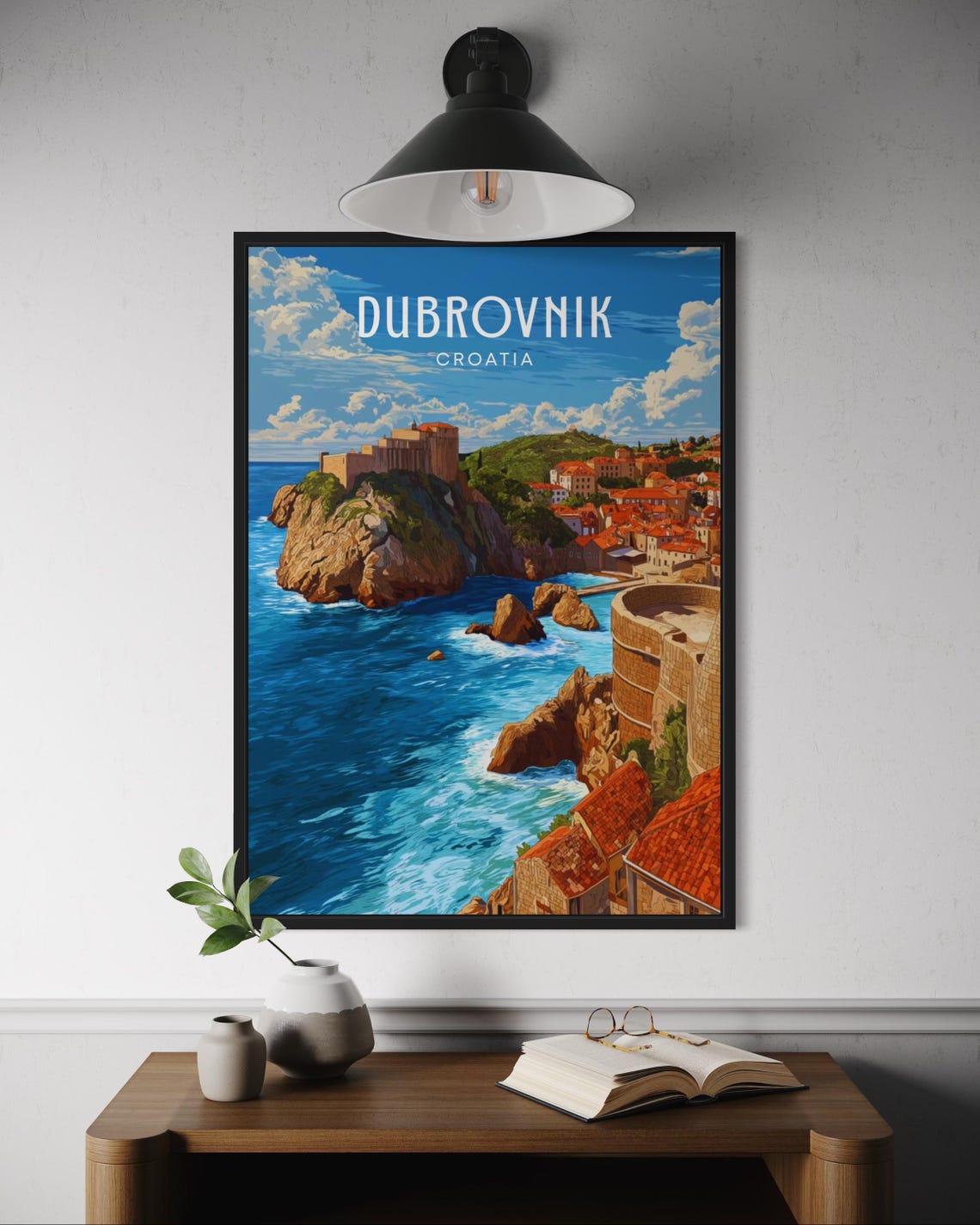 Dubrovnik Croatia Old Town Fortress Adriatic Cliffs Travel Poster